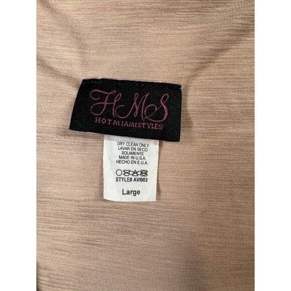 Hot Miami style NUDE V NECK KNOTTED CUT OUT LONG SLEEVE DRESS Size L - Picture 11 of 12